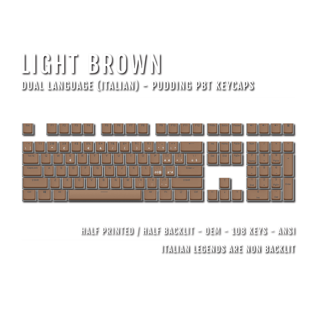 Light Brown Italian Dual Language PBT Pudding Keycaps Krome Keycaps LTD italian