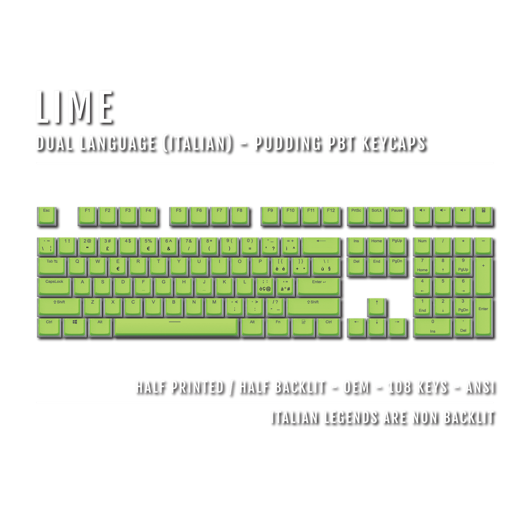 Lime Italian Dual Language PBT Pudding Keycaps Krome Keycaps LTD italian
