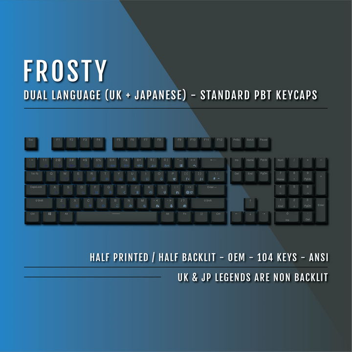 Black Frosty UK & Japanese Dual Language PBT Keycaps Krome Keycaps LTD 