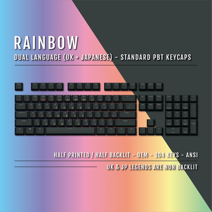 Black Rainbow UK & Japanese Dual Language PBT Keycaps Krome Keycaps LTD 