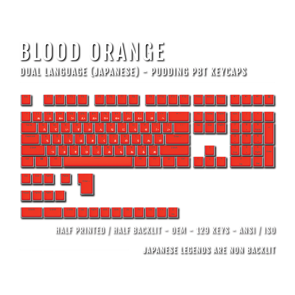 Blood Orange Japanese Dual Language PBT Pudding Keycaps Krome Keycaps LTD