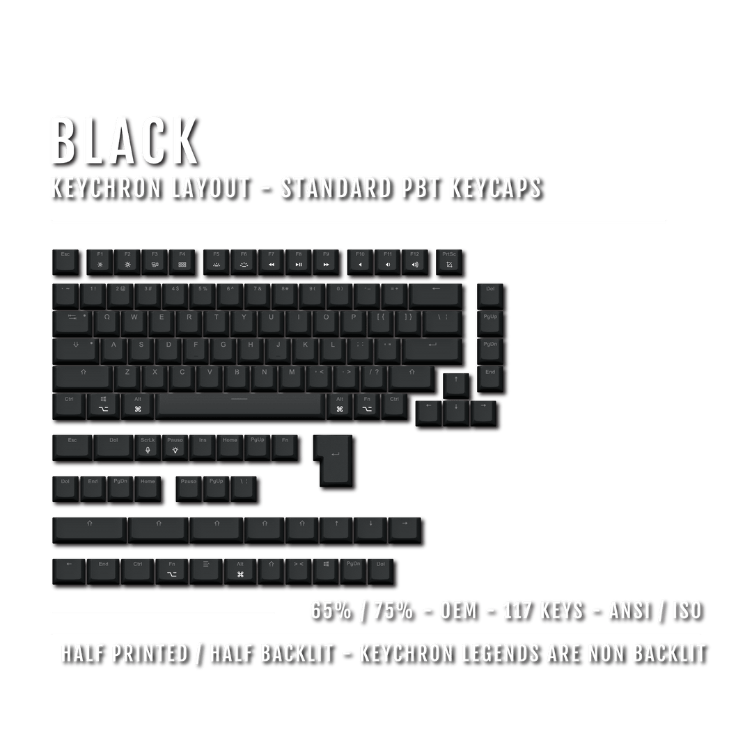 Black Keychron (Layout) Dual Language PBT Keycaps - 65/75% Krome Keycaps LTD mac & multimedia