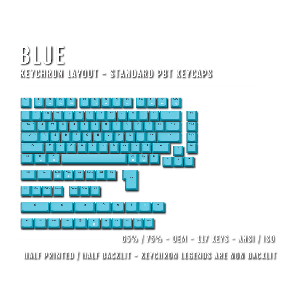 Blue Keychron (Layout) Dual Language PBT Keycaps - 65/75% Krome Keycaps LTD mac & multimedia