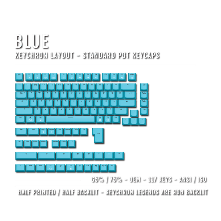 Blue Keychron (Layout) Dual Language PBT Keycaps - 65/75% Krome Keycaps LTD mac & multimedia