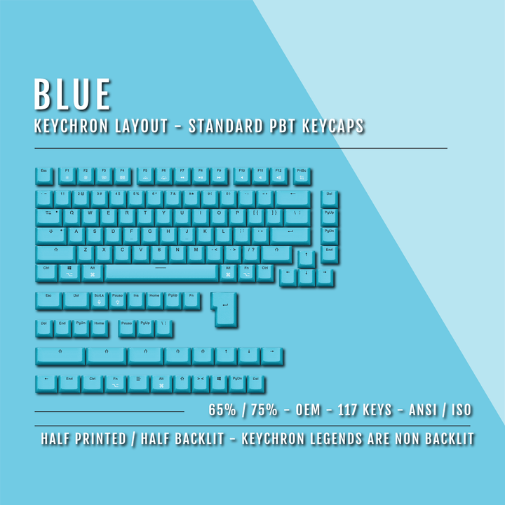 Blue Keychron (Layout) Dual Language PBT Keycaps - 65/75% Krome Keycaps LTD mac & multimedia