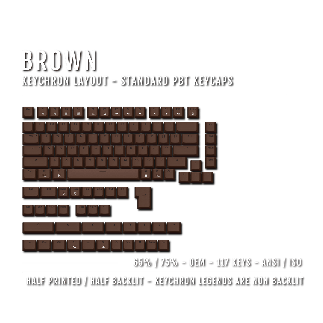 Brown Keychron (Layout) Dual Language PBT Keycaps - 65/75% Krome Keycaps LTD mac & multimedia