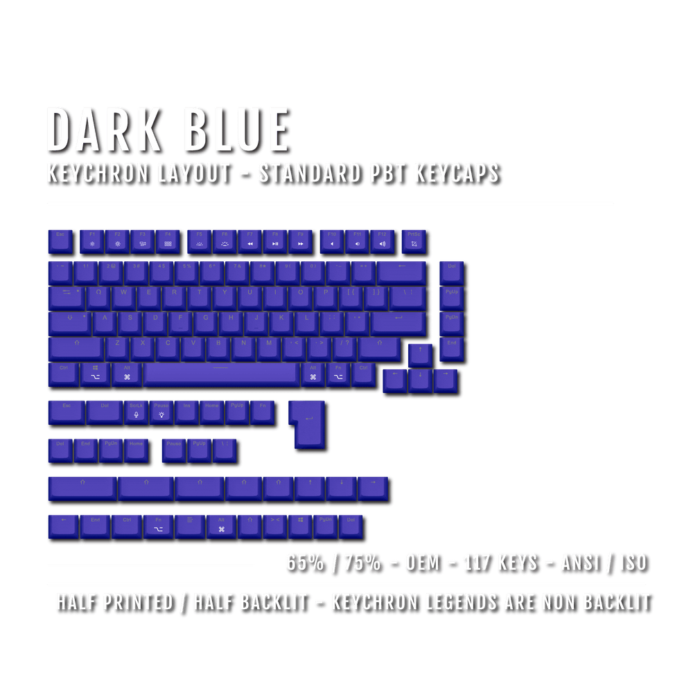 Dark Blue Keychron (Layout) Dual Language PBT Keycaps - 65/75% Krome Keycaps LTD mac & multimedia