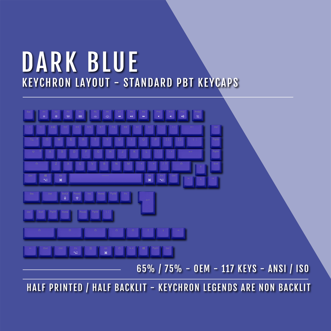 Dark Blue Keychron (Layout) Dual Language PBT Keycaps - 65/75% Krome Keycaps LTD mac & multimedia