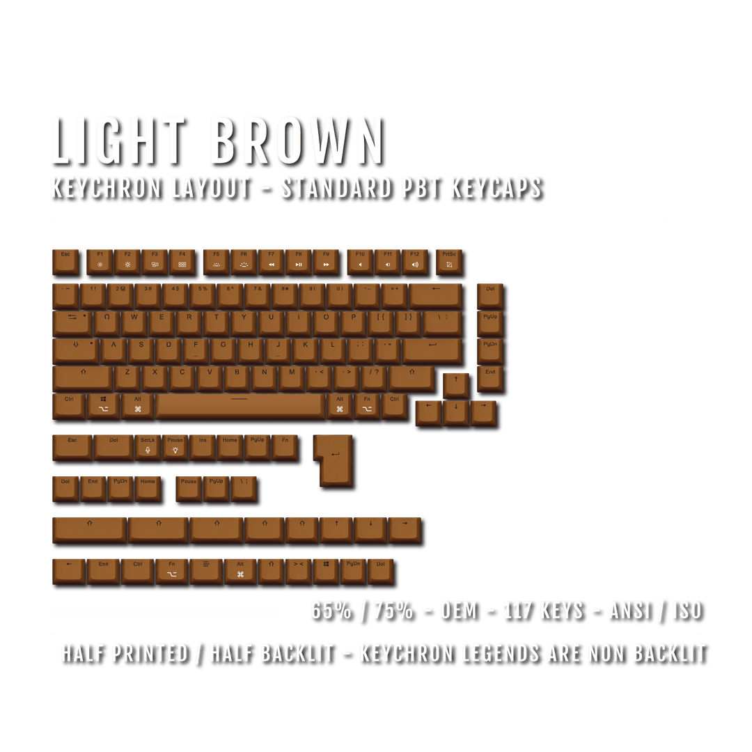Light Brown Keychron (Layout) Dual Language PBT Keycaps - 65/75% Krome Keycaps LTD mac & multimedia