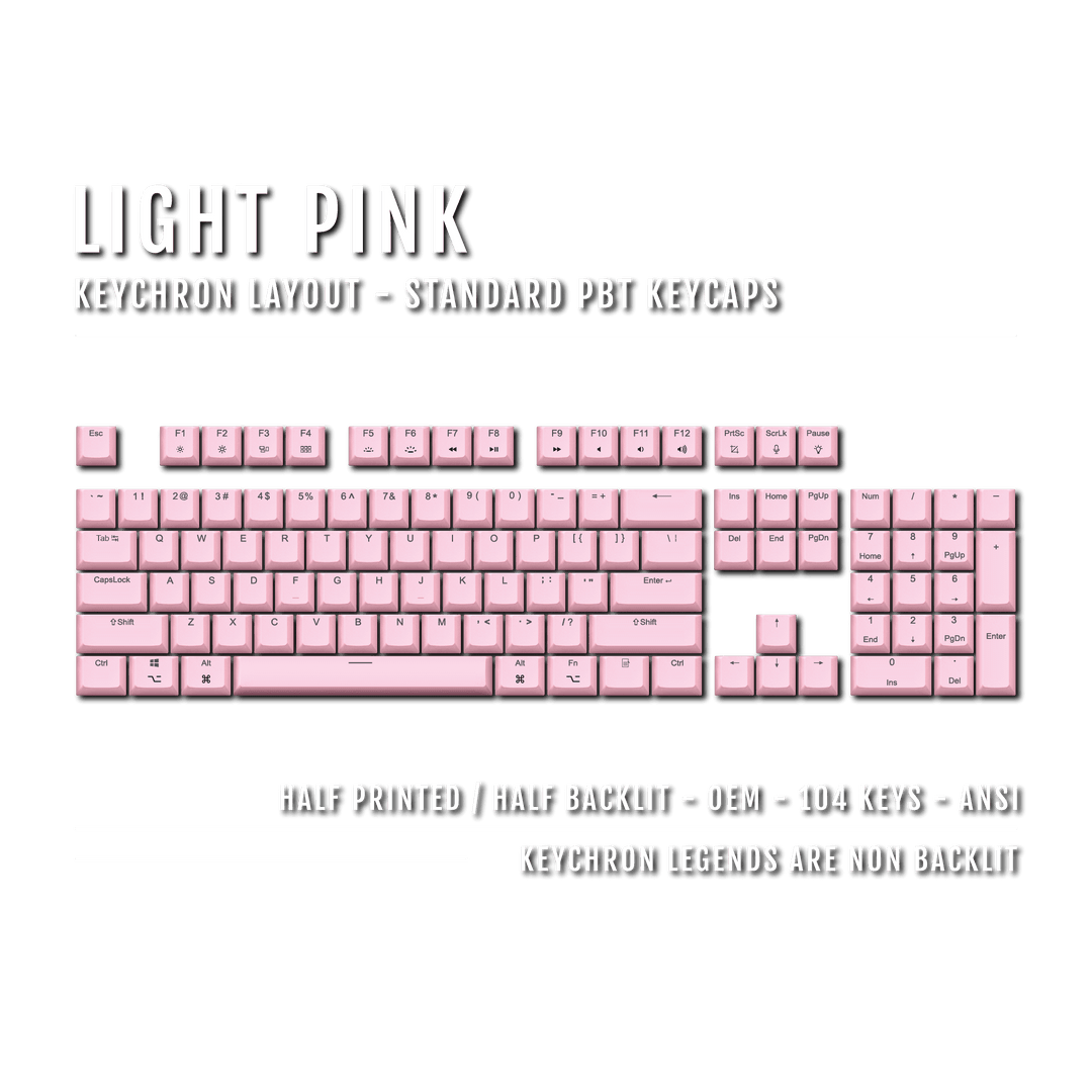 Light Pink Keychron (Layout) Dual Language PBT Keycaps Krome Keycaps LTD mac & multimedia