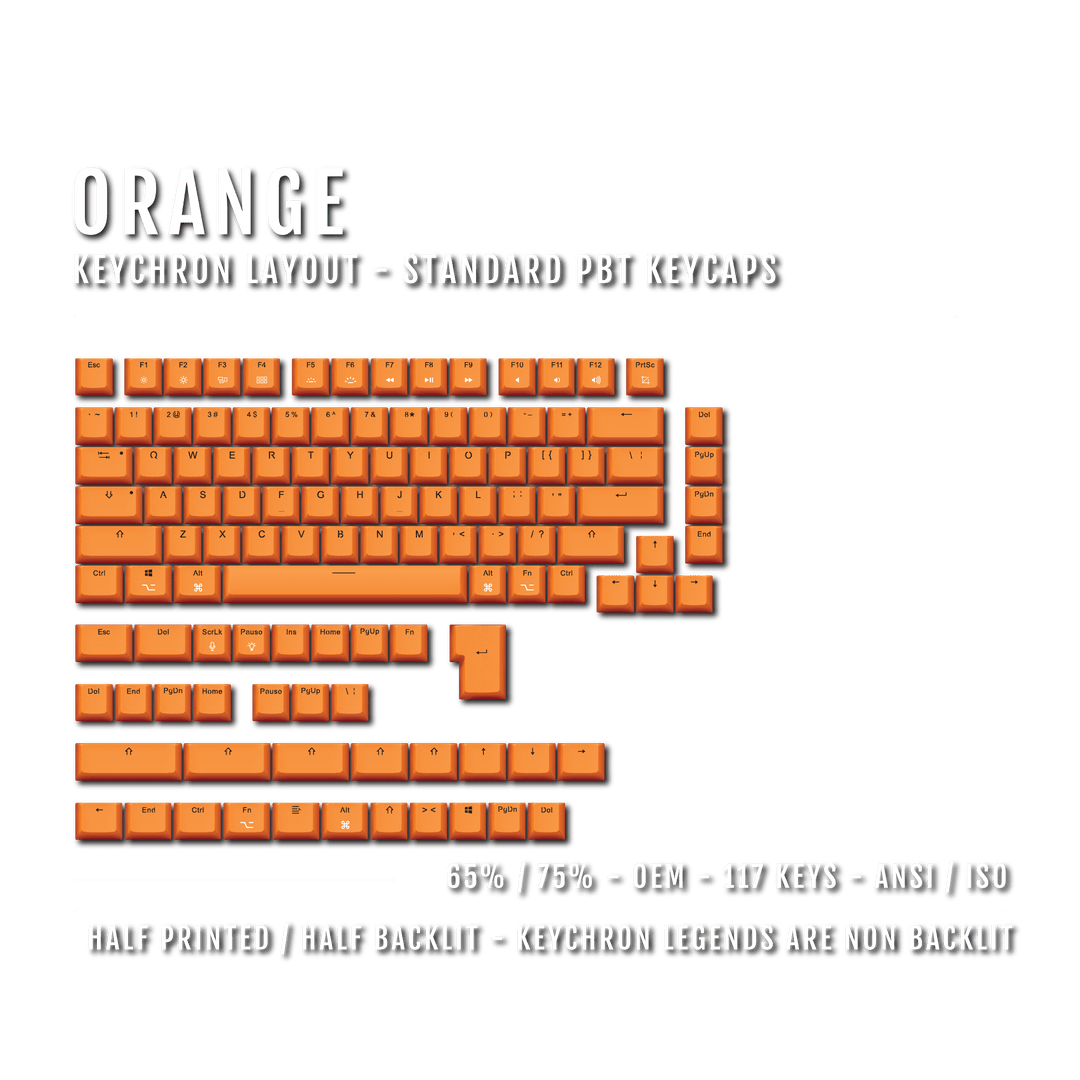 Orange Keychron (Layout) Dual Language PBT Keycaps - 65/75% Krome Keycaps LTD mac & multimedia