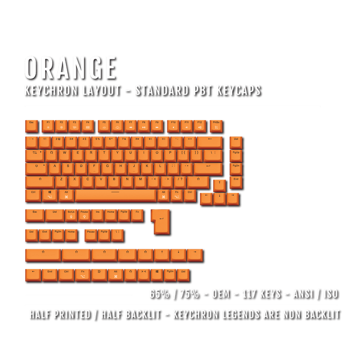 Orange Keychron (Layout) Dual Language PBT Keycaps - 65/75% Krome Keycaps LTD mac & multimedia