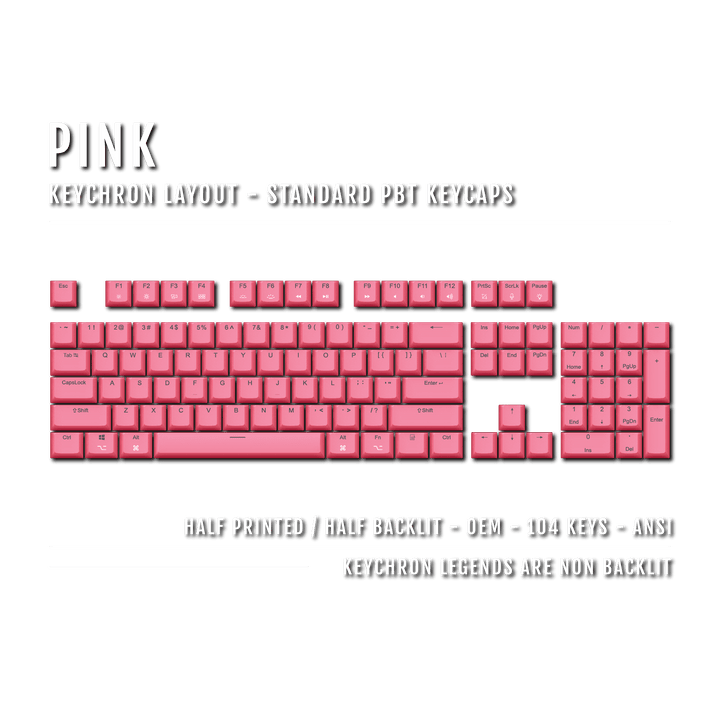 Pink Keychron (Layout) Dual Language PBT Keycaps Krome Keycaps LTD mac & multimedia