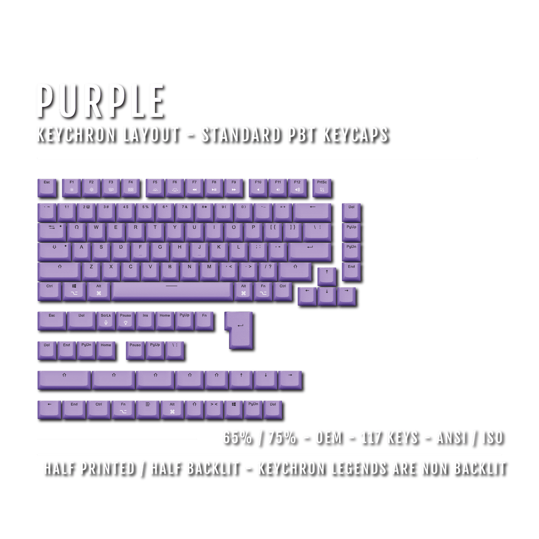 Purple Keychron (Layout) Dual Language PBT Keycaps - 65/75% Krome Keycaps LTD mac & multimedia
