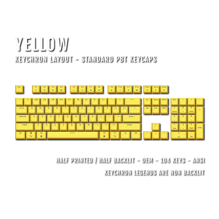 Yellow Keychron (Layout) Dual Language PBT Keycaps Krome Keycaps LTD mac & multimedia