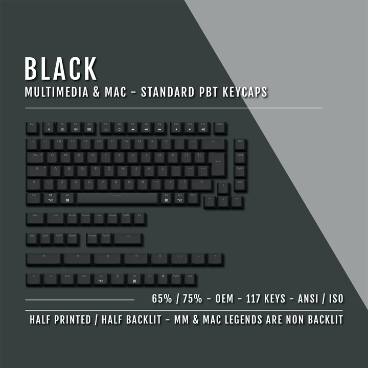 Black Keychron (Layout) Dual Language PBT Keycaps - 65/75% Krome Keycaps LTD mac & multimedia