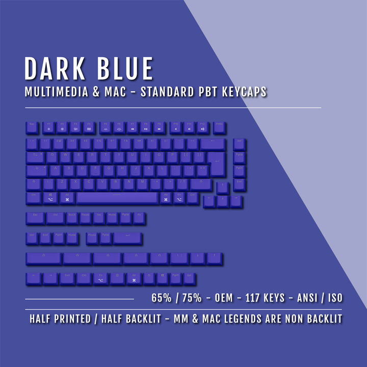 Dark Blue Keychron (Layout) Dual Language PBT Keycaps - 65/75% Krome Keycaps LTD mac & multimedia