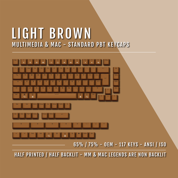 Light Brown Keychron (Layout) Dual Language PBT Keycaps - 65/75% Krome Keycaps LTD mac & multimedia