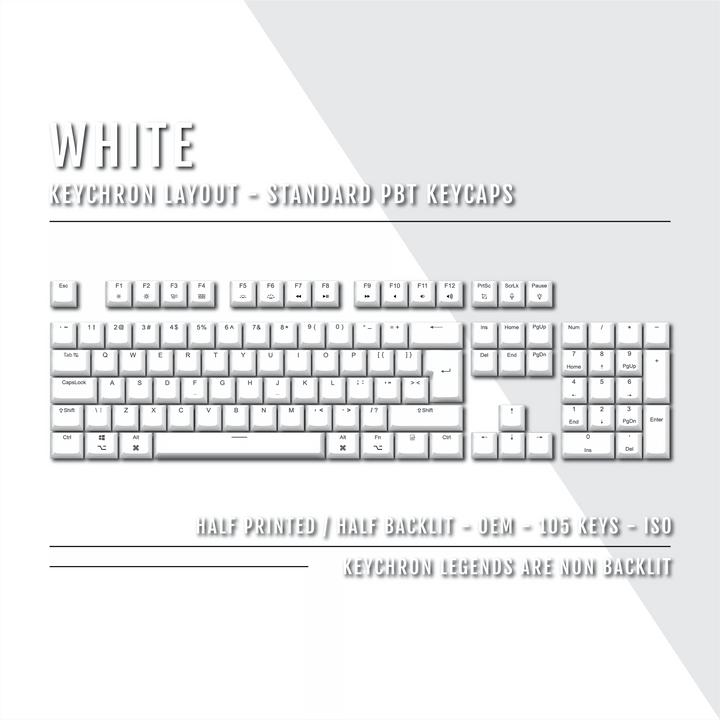 White Keychron (Layout) Dual Language PBT Keycaps Krome Keycaps LTD mac & multimedia