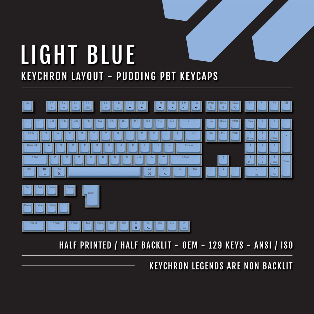 Light Blue Keychron (Layout) Dual Language PBT Pudding Keycaps Krome Keycaps LTD Keychron Pudding