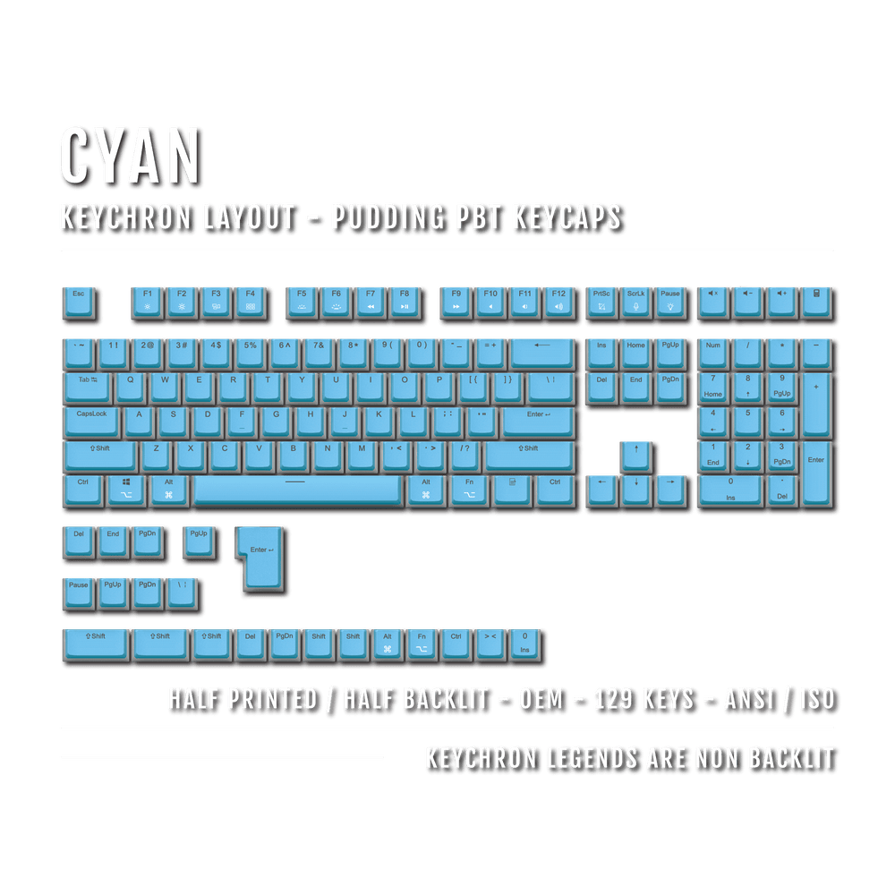 Cyan Keychron (Layout) Dual Language PBT Pudding Keycaps Krome Keycaps LTD Keychron Pudding