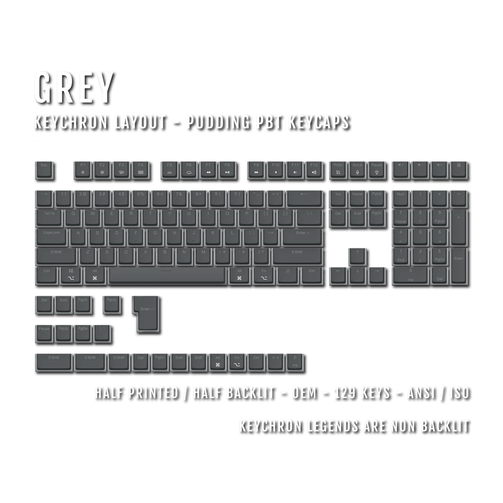 Grey Keychron (Layout) Dual Language PBT Pudding Keycaps Krome Keycaps LTD Keychron Pudding