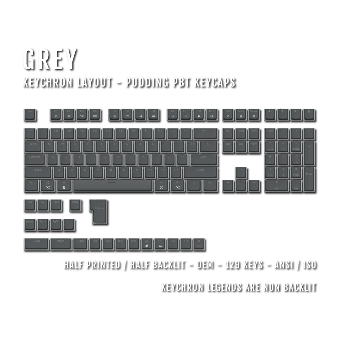 Grey Keychron (Layout) Dual Language PBT Pudding Keycaps Krome Keycaps LTD Keychron Pudding