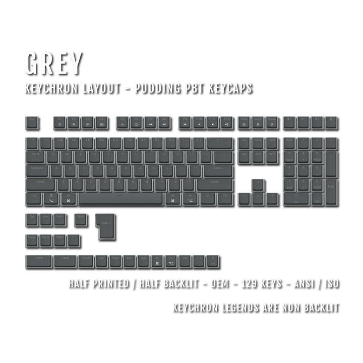 Grey Keychron (Layout) Dual Language PBT Pudding Keycaps Krome Keycaps LTD Keychron Pudding