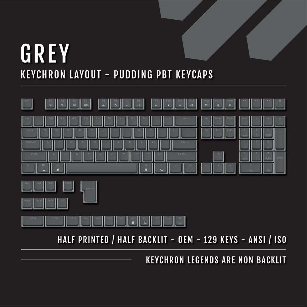 Grey Keychron (Layout) Dual Language PBT Pudding Keycaps Krome Keycaps LTD Keychron Pudding