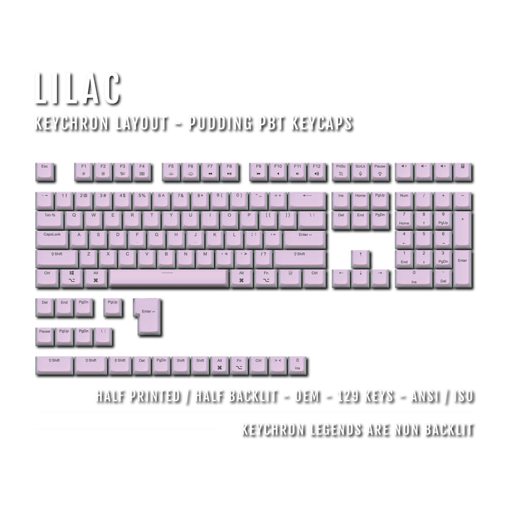 Lilac Keychron (Layout) Dual Language PBT Pudding Keycaps Krome Keycaps LTD Keychron Pudding
