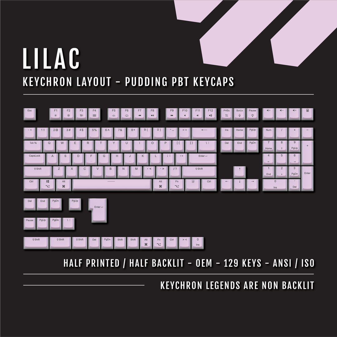 Lilac Keychron (Layout) Dual Language PBT Pudding Keycaps Krome Keycaps LTD Keychron Pudding