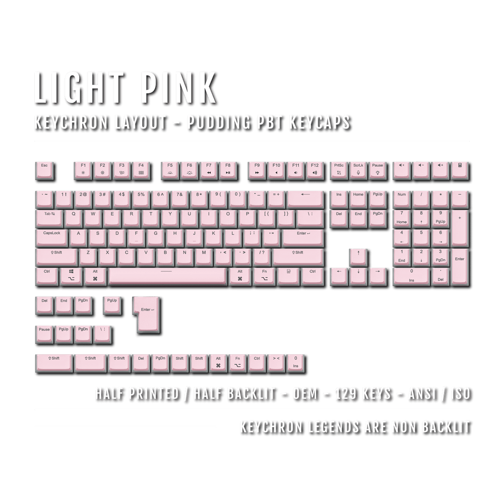 Light Pink Keychron (Layout) Dual Language PBT Pudding Keycaps Krome Keycaps LTD Keychron Pudding