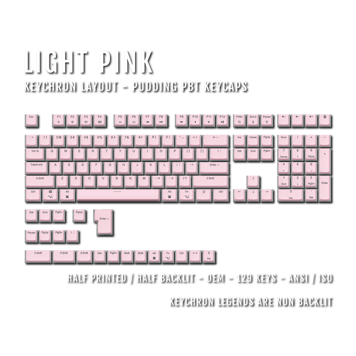 Light Pink Keychron (Layout) Dual Language PBT Pudding Keycaps Krome Keycaps LTD Keychron Pudding