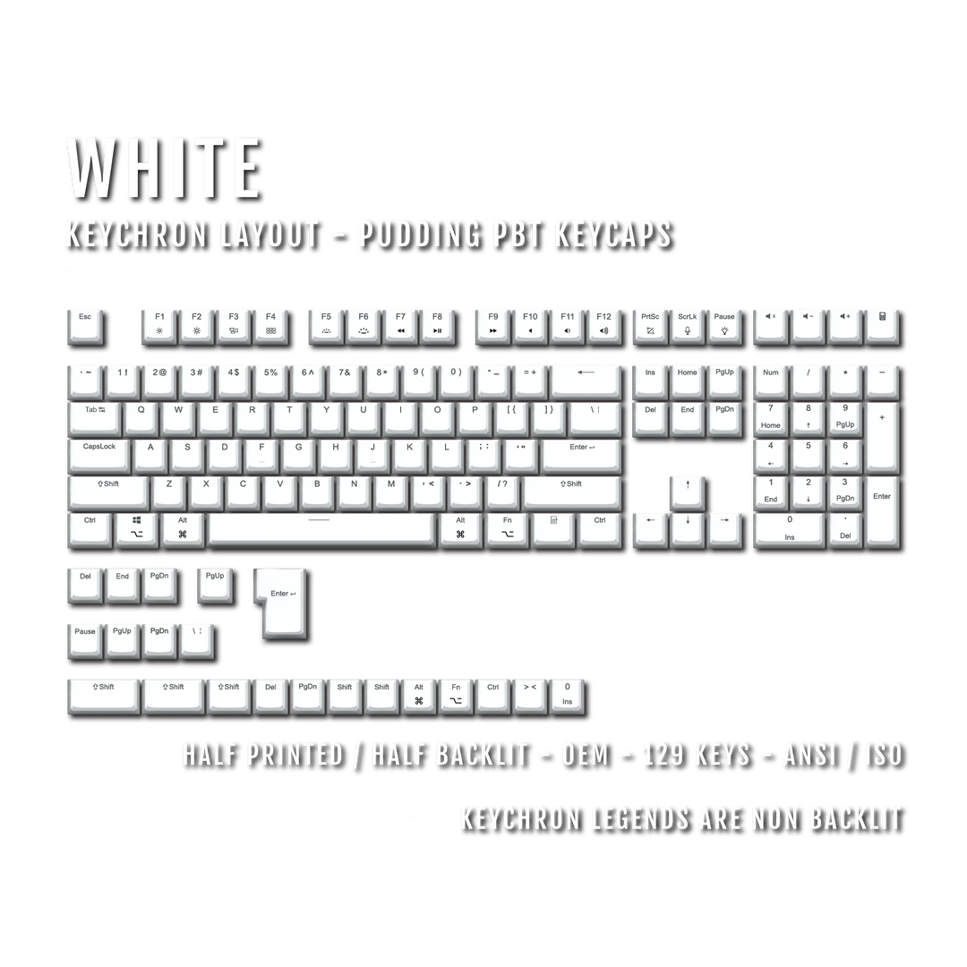 White Keychron (Layout) Dual Language PBT Pudding Keycaps Krome Keycaps LTD Keychron Pudding