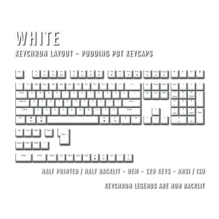 White Keychron (Layout) Dual Language PBT Pudding Keycaps Krome Keycaps LTD Keychron Pudding