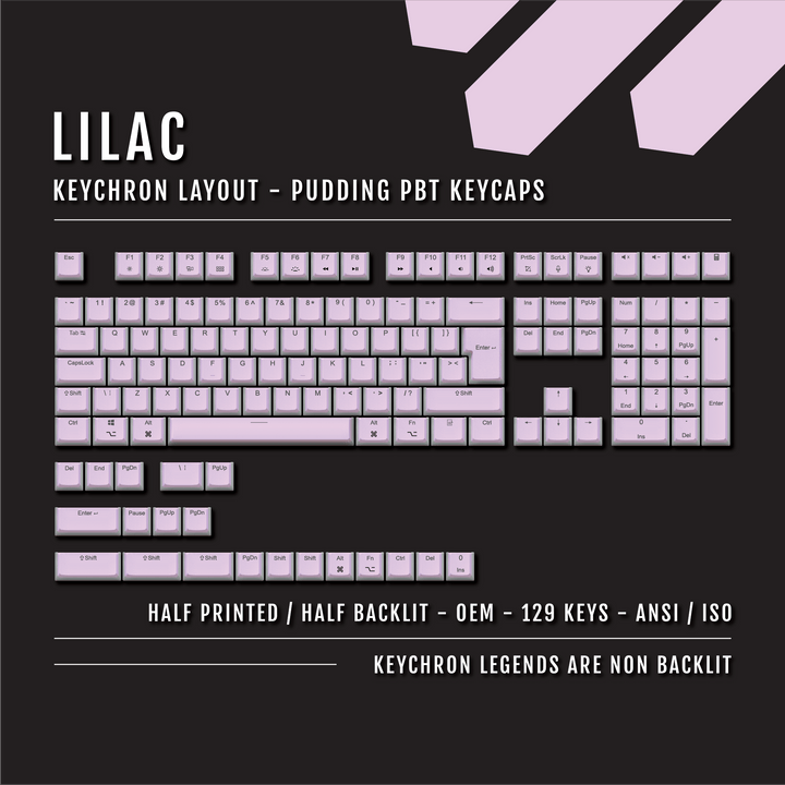 Lilac Keychron (Layout) Dual Language PBT Pudding Keycaps Krome Keycaps LTD Keychron Pudding