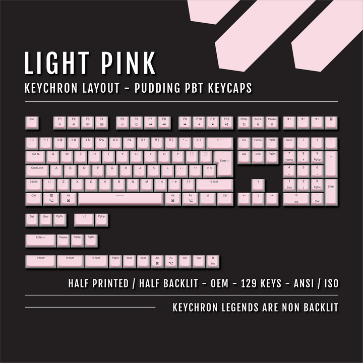 Light Pink Keychron (Layout) Dual Language PBT Pudding Keycaps Krome Keycaps LTD Keychron Pudding