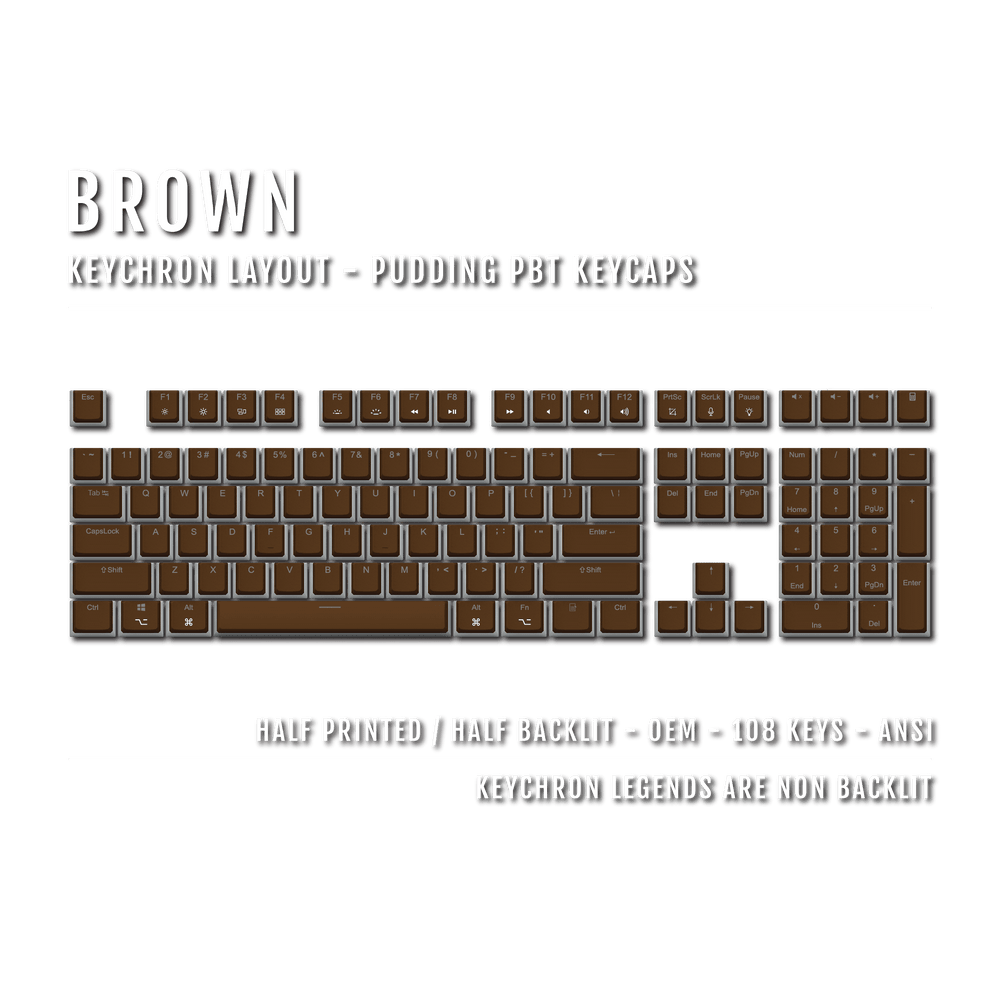 Brown Keychron (Layout) Dual Language PBT Pudding Keycaps Krome Keycaps LTD 