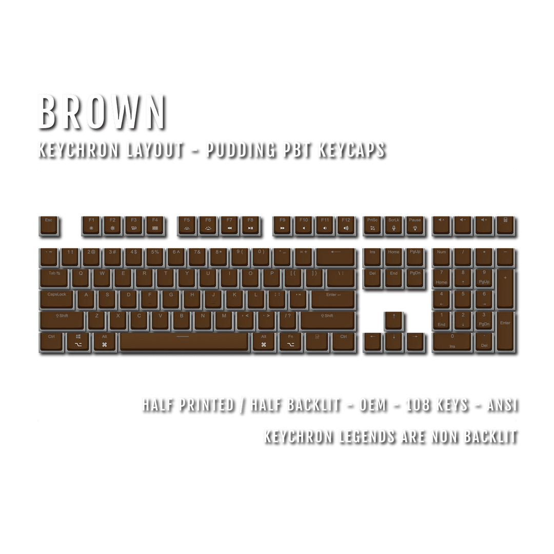 Brown Keychron (Layout) Dual Language PBT Pudding Keycaps Krome Keycaps LTD 