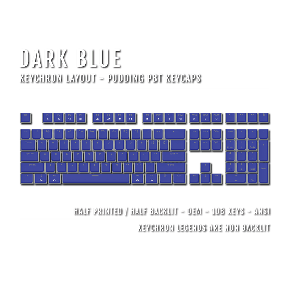 Dark Blue Keychron (Layout) Dual Language PBT Pudding Keycaps Krome Keycaps LTD 