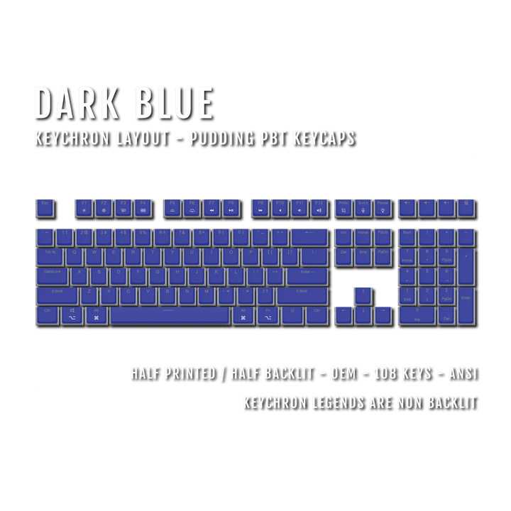 Dark Blue Keychron (Layout) Dual Language PBT Pudding Keycaps Krome Keycaps LTD 