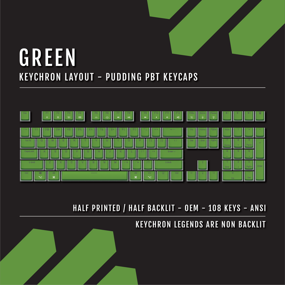 Green Keychron (Layout) Dual Language PBT Pudding Keycaps Krome Keycaps LTD 