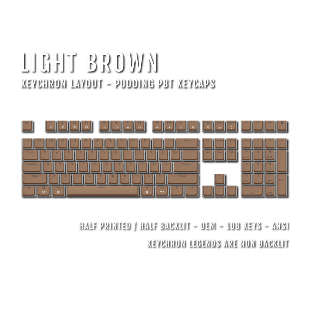 Light Brown Keychron (Layout) Dual Language PBT Pudding Keycaps Krome Keycaps LTD 