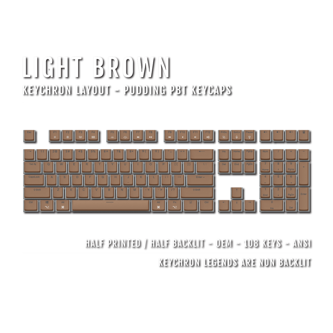 Light Brown Keychron (Layout) Dual Language PBT Pudding Keycaps Krome Keycaps LTD 