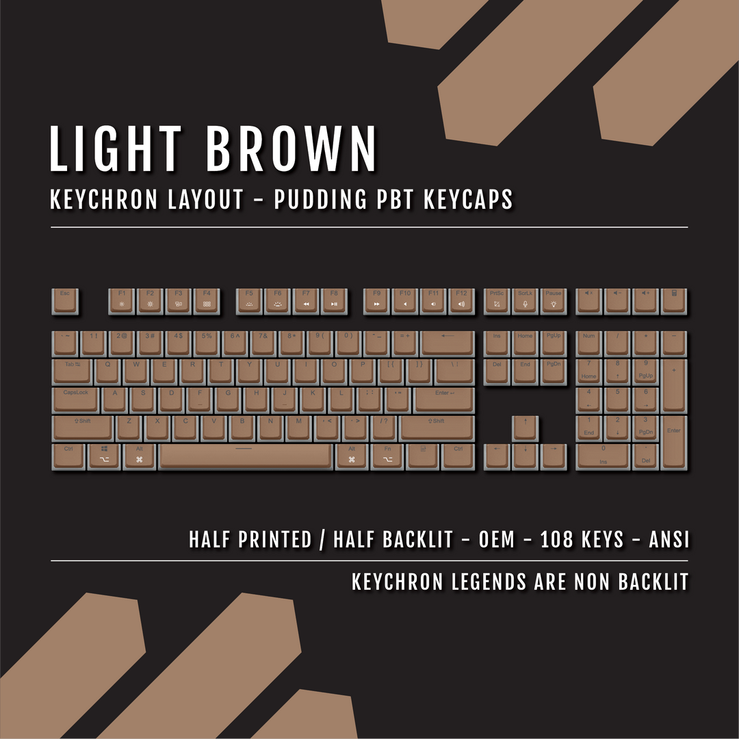 Light Brown Keychron (Layout) Dual Language PBT Pudding Keycaps Krome Keycaps LTD 