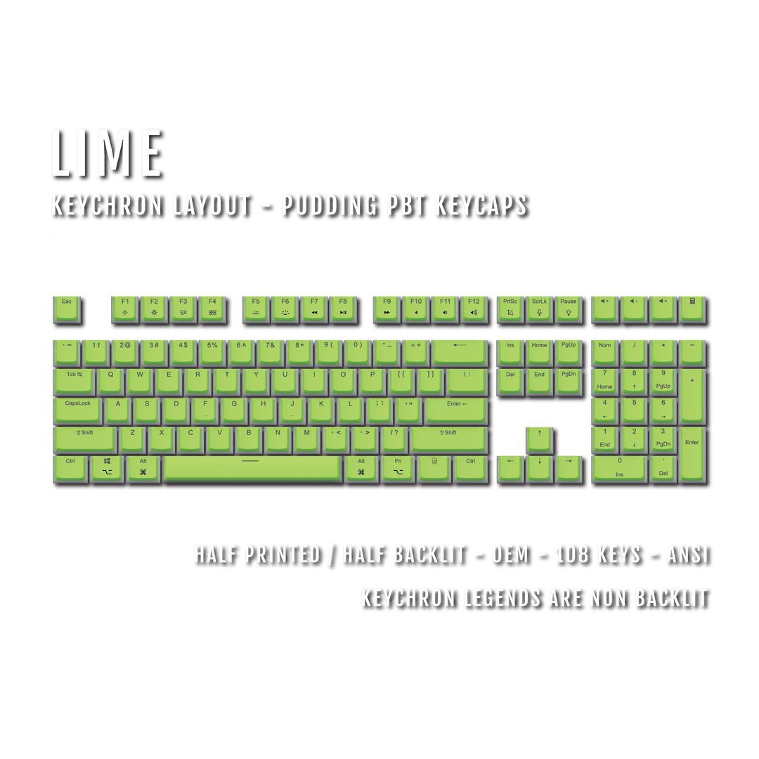 Lime Keychron (Layout) Dual Language PBT Pudding Keycaps Krome Keycaps LTD 