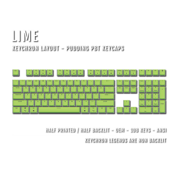 Lime Keychron (Layout) Dual Language PBT Pudding Keycaps Krome Keycaps LTD 