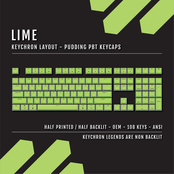 Lime Keychron (Layout) Dual Language PBT Pudding Keycaps Krome Keycaps LTD 