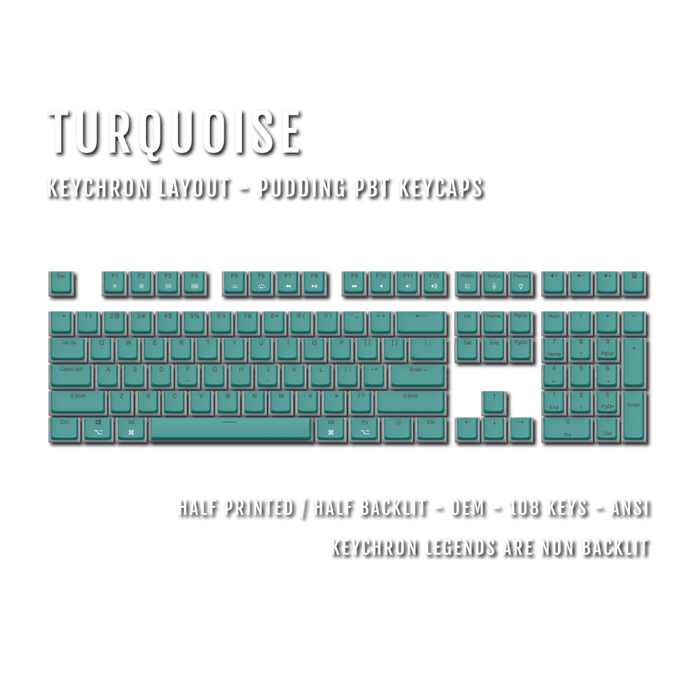 Turquoise Keychron (Layout) Dual Language PBT Pudding Keycaps Krome Keycaps LTD 