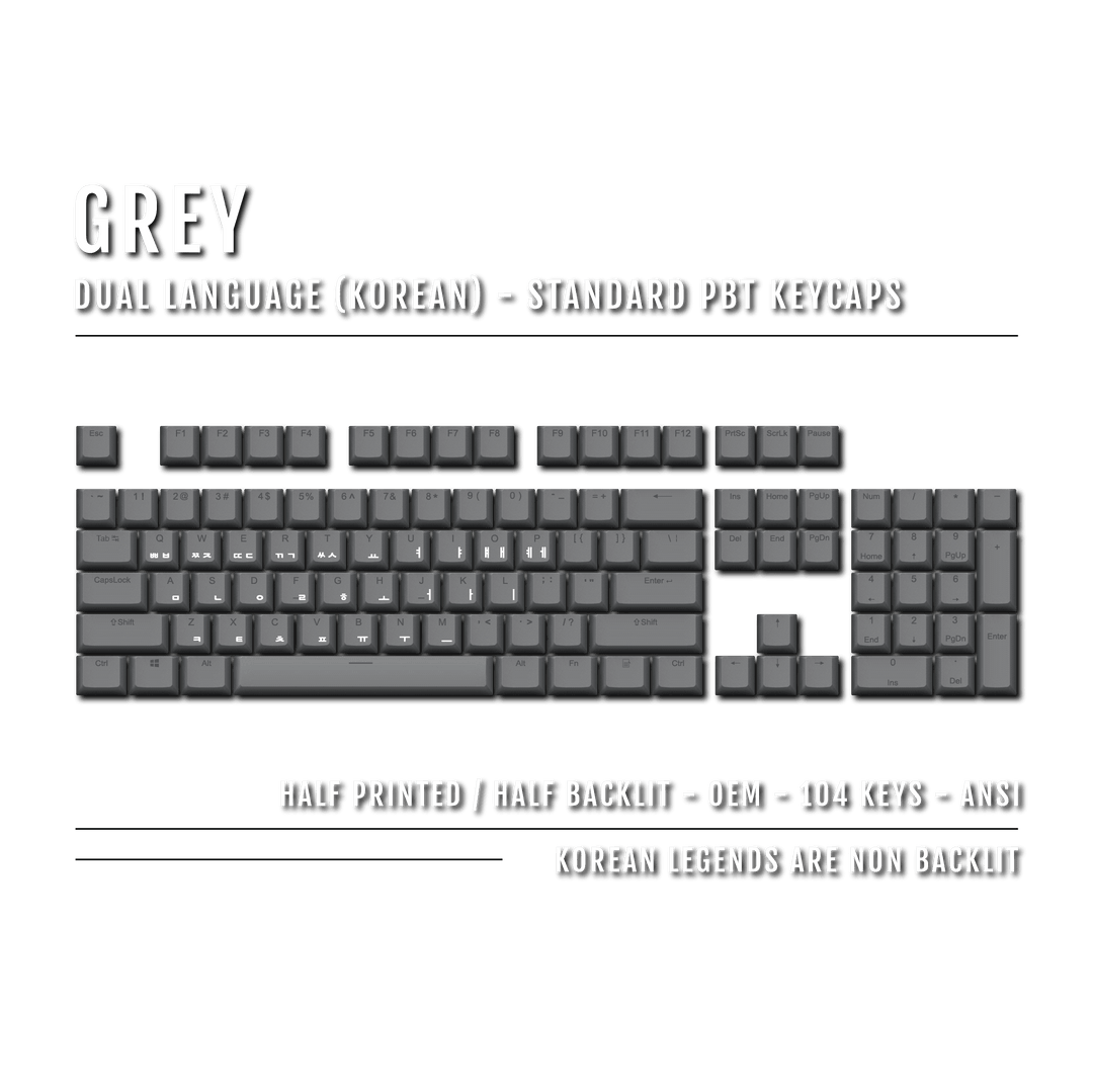 Grey Korean Dual Language PBT Keycaps Krome Keycaps LTD korean